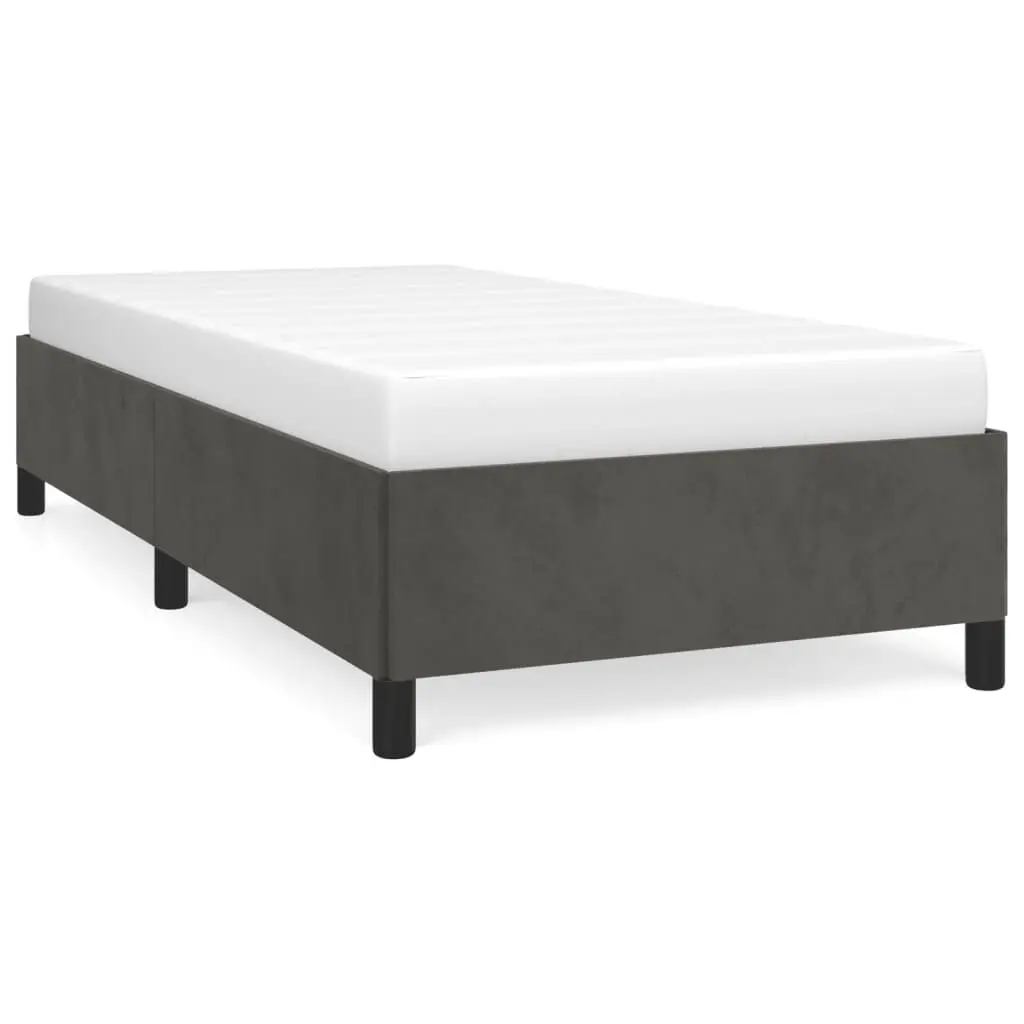 Dark Gray Twin Size Velvet Bed Frame Without Mattress 39.4x74.8 Inches