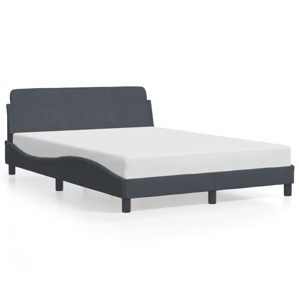 Dark Gray Velvet Bed Frame Without Mattress 53.9x74.8 Inches
