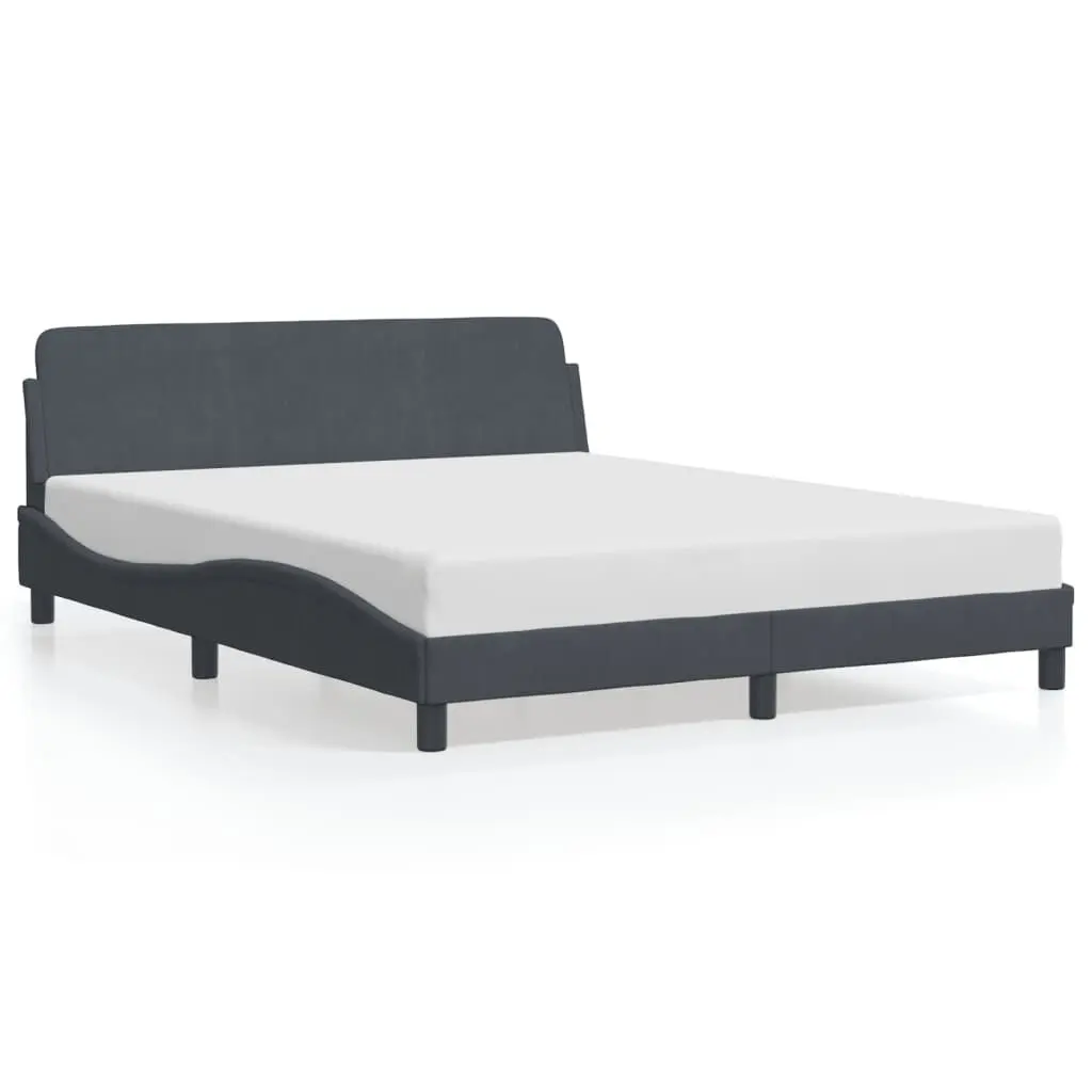 Dark Gray Velvet Bed Frame Without Mattress 59.8x79.9 Inches