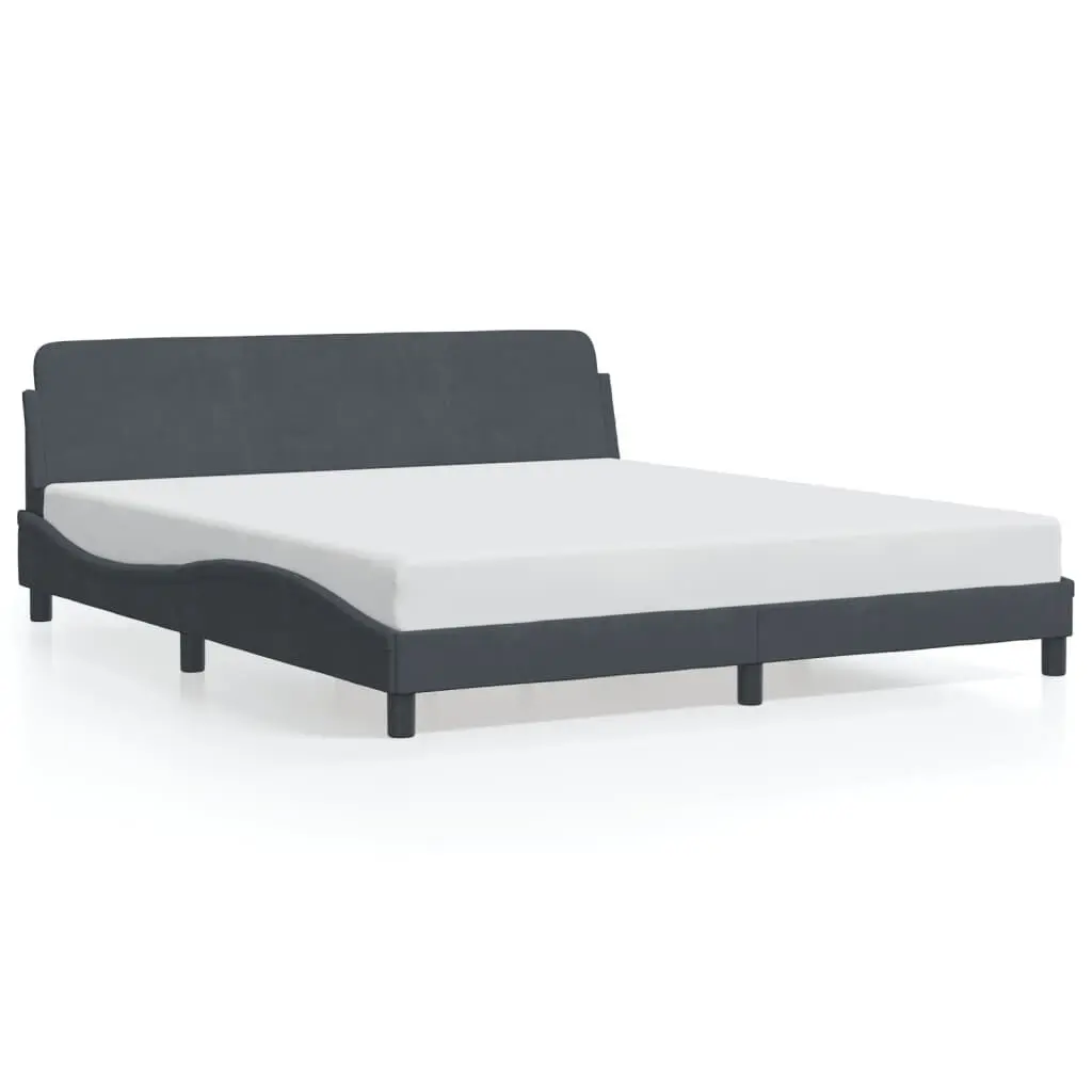 Dark Gray Velvet Bed Frame Without Mattress 72x83.9 Inches