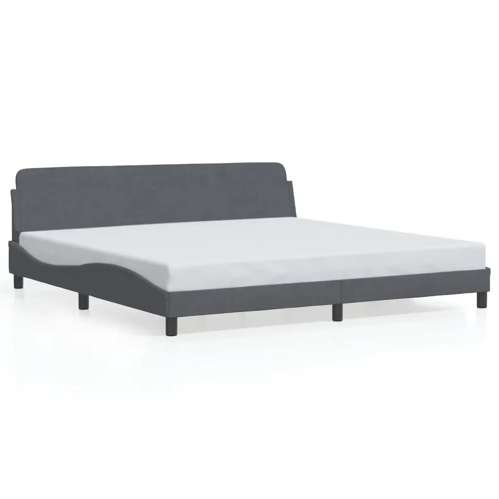 Dark Gray Velvet Bed Frame Without Mattress 76x79.9 Inches