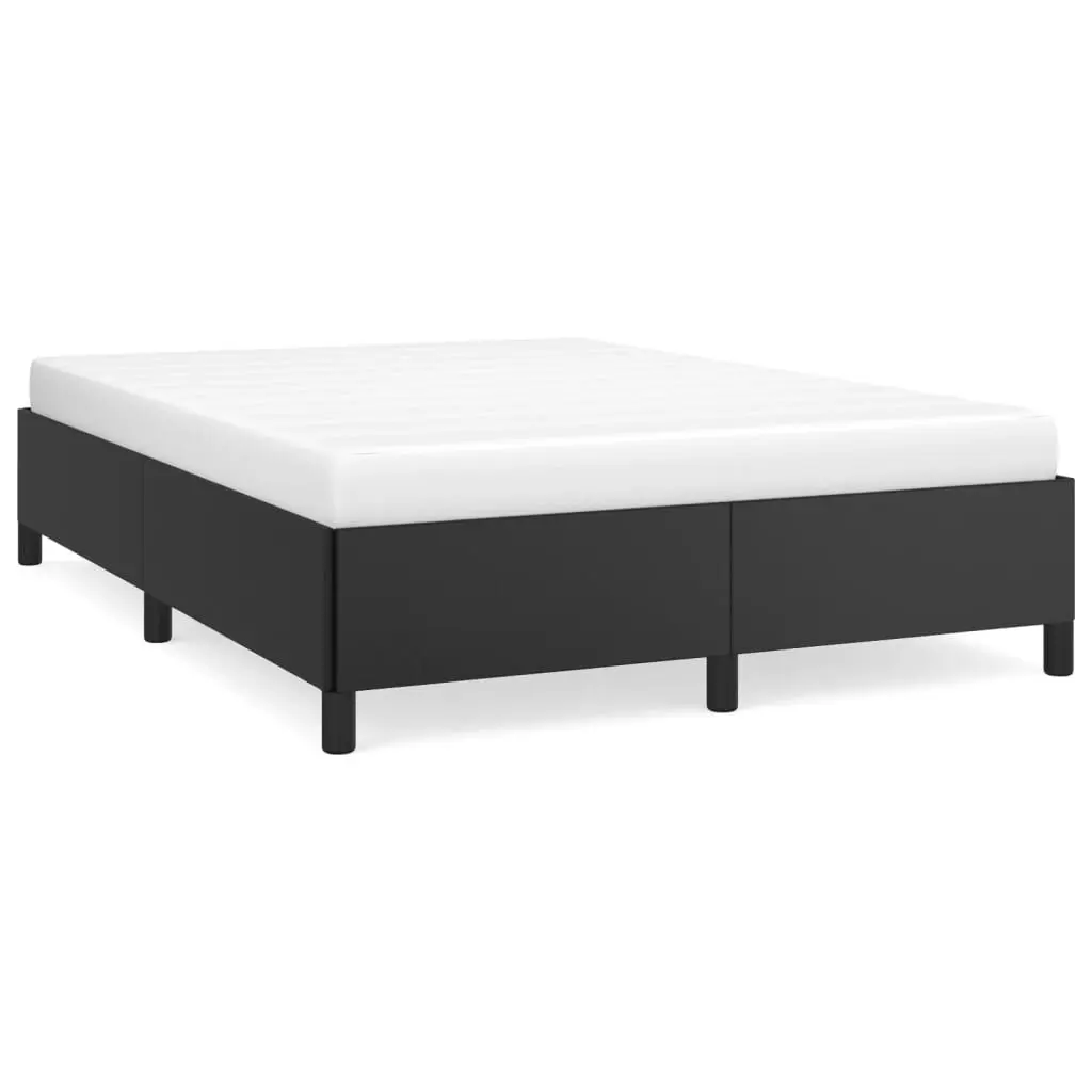 Full Size Bed Frame Black Faux Leather 53.9x74.8 Inches No Mattress