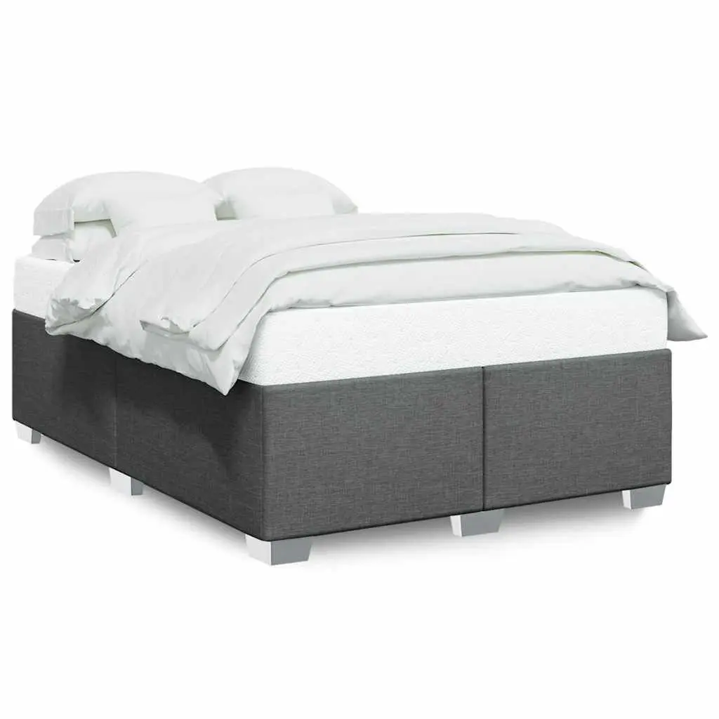 Full Size Bed Frame without Mattress Dark Gray Fabric Upholstered Platform Bed