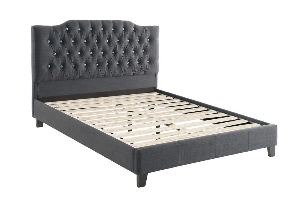 Modern Gorgeous Blue Grey Polyfiber Tufted Full Dimensions Bed 1Pc Bedframe kanepe