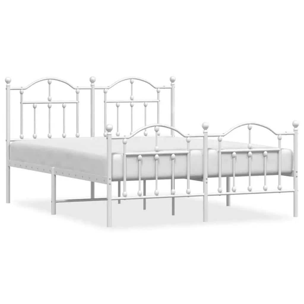 Metal Bed Frame Footboard White 59.1x78.7 Inches No Mattress