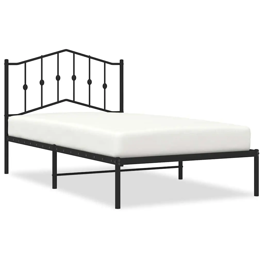 Metal Bed Frame Headboard Black 39.4x74.8 Inches No Mattress Included