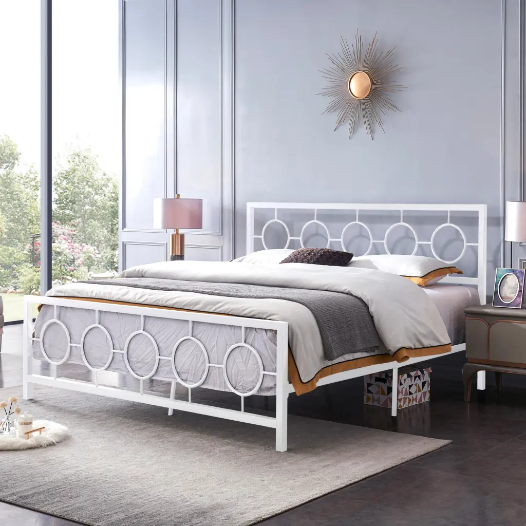 King Dimensions Classical Metallic Bed Frame Circular Design Headboard nh-teakstar--canada-