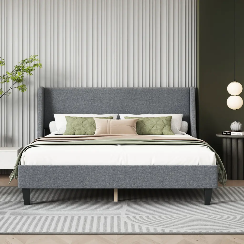 Queen Upholstered Bed Frame Platform Headboard Non Customizable sarkozy