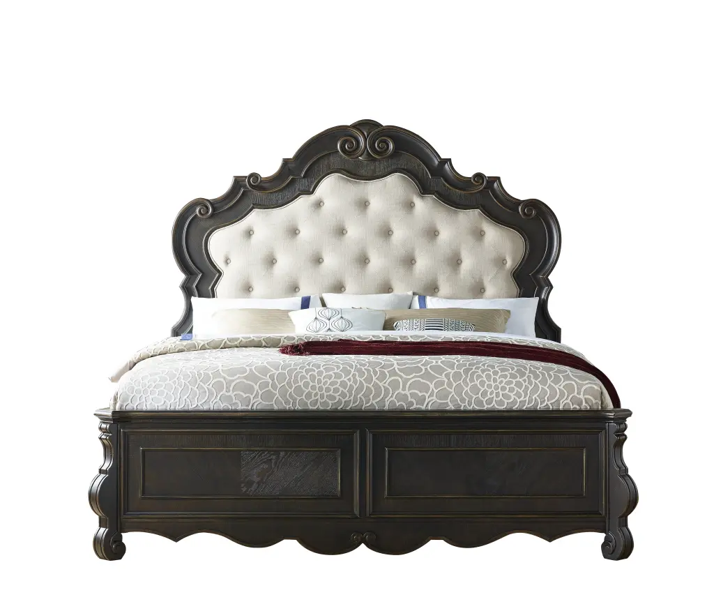 Rhapsody King Bed Dark Brown King Dark Brown Faux Hide Upholstered Bed Frame steve silver furniture