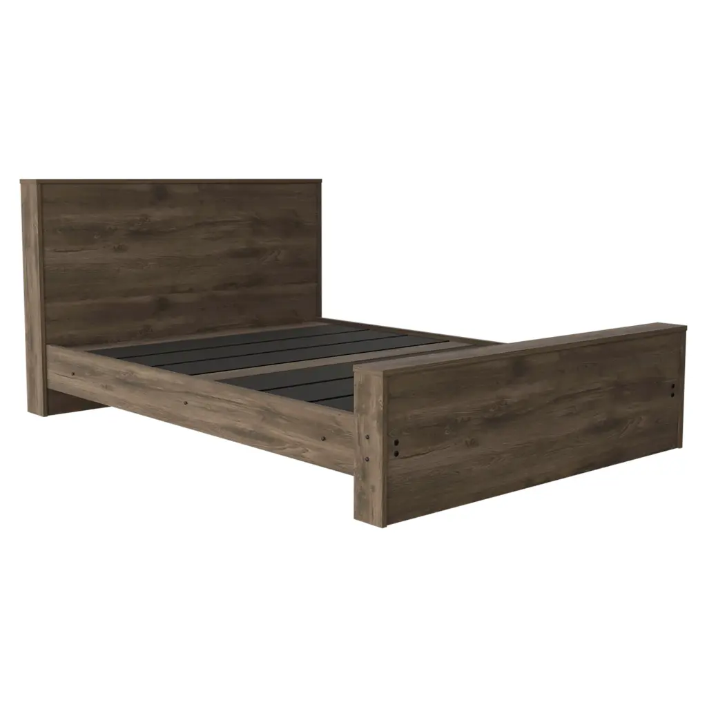 Full Size Bed Base Dark Brown Particle Board Bed Frame treevol furniture