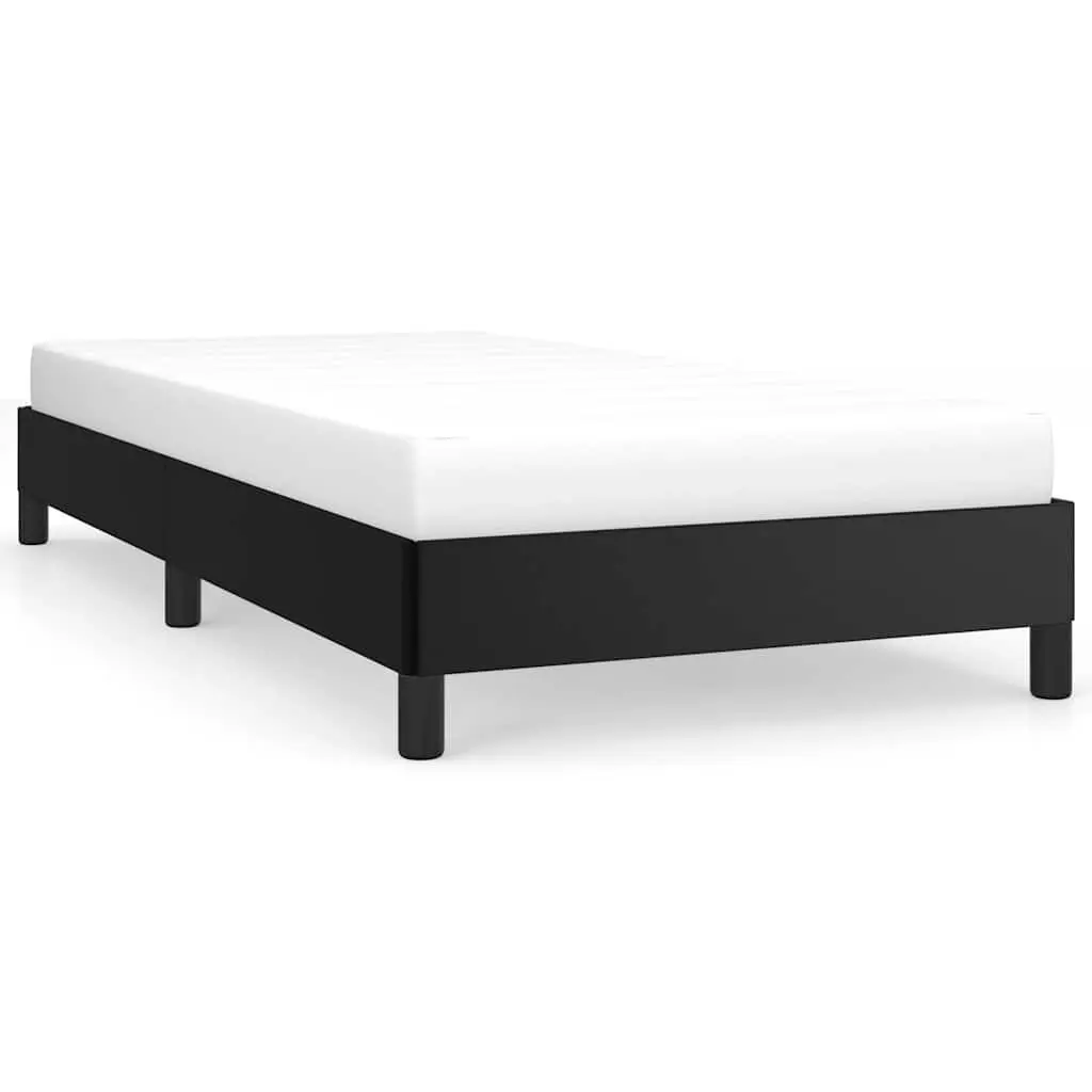 Twin Size Bed Frame Black Faux Leather 39.4x74.8 Inches No Mattress