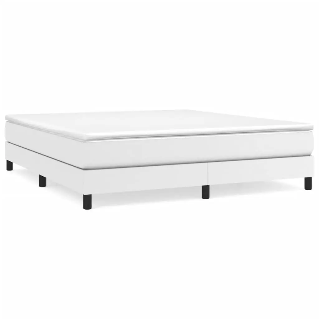 White California King Size Faux Leather Bed Frame without Mattress US Only