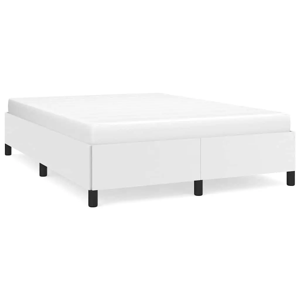White Full Size Faux Leather Bed Frame Without Mattress 53.9x74.8 Inches