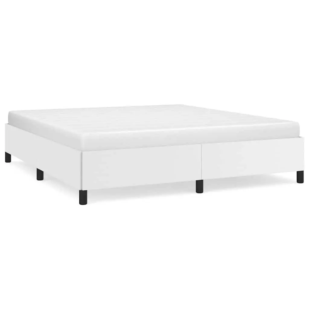 White King Size Faux Leather Bed Frame Without Mattress 76x79.9 Inches