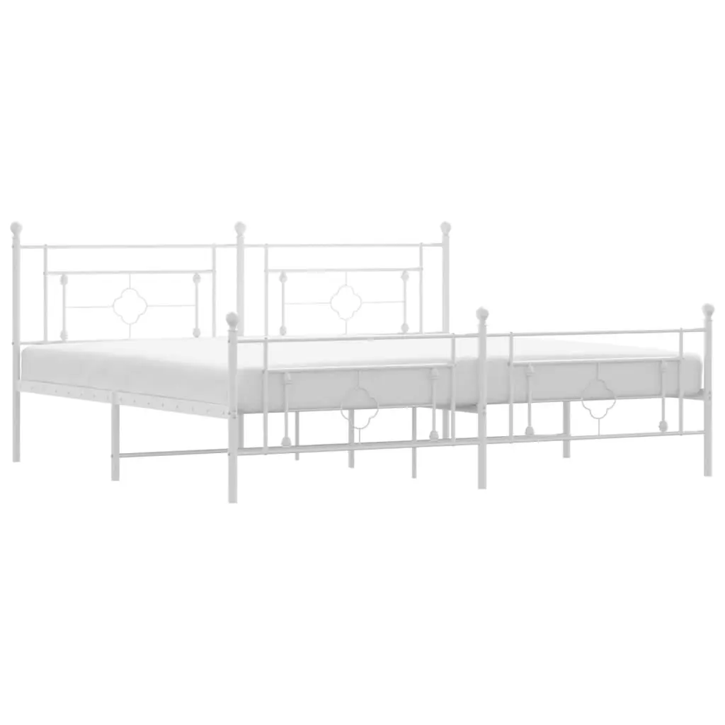 White Metal Bed Frame Footboard 76x79.9 Inches No Mattress Included