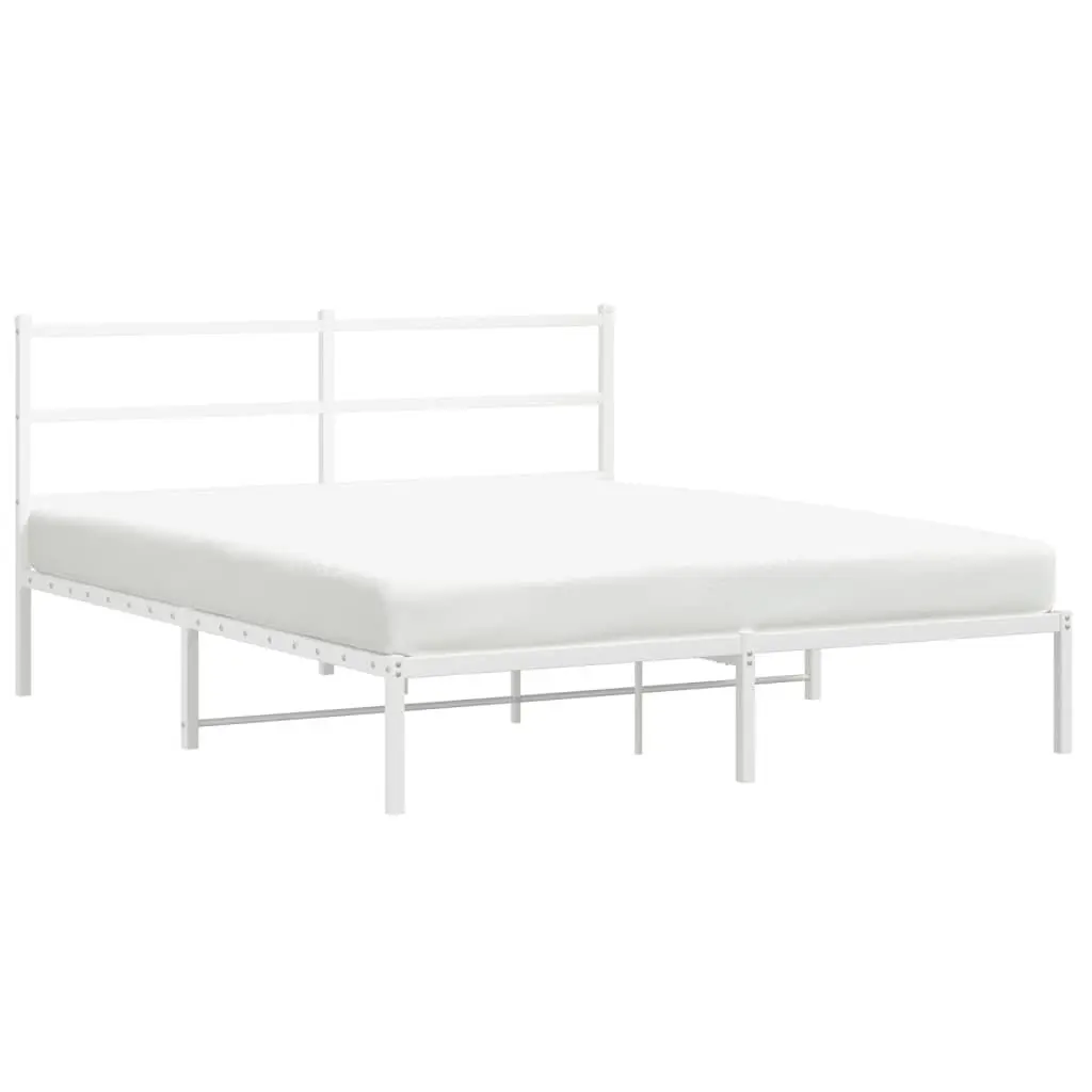 White Metal Bed Frame Headboard 59.1x78.7 Inches No Mattress