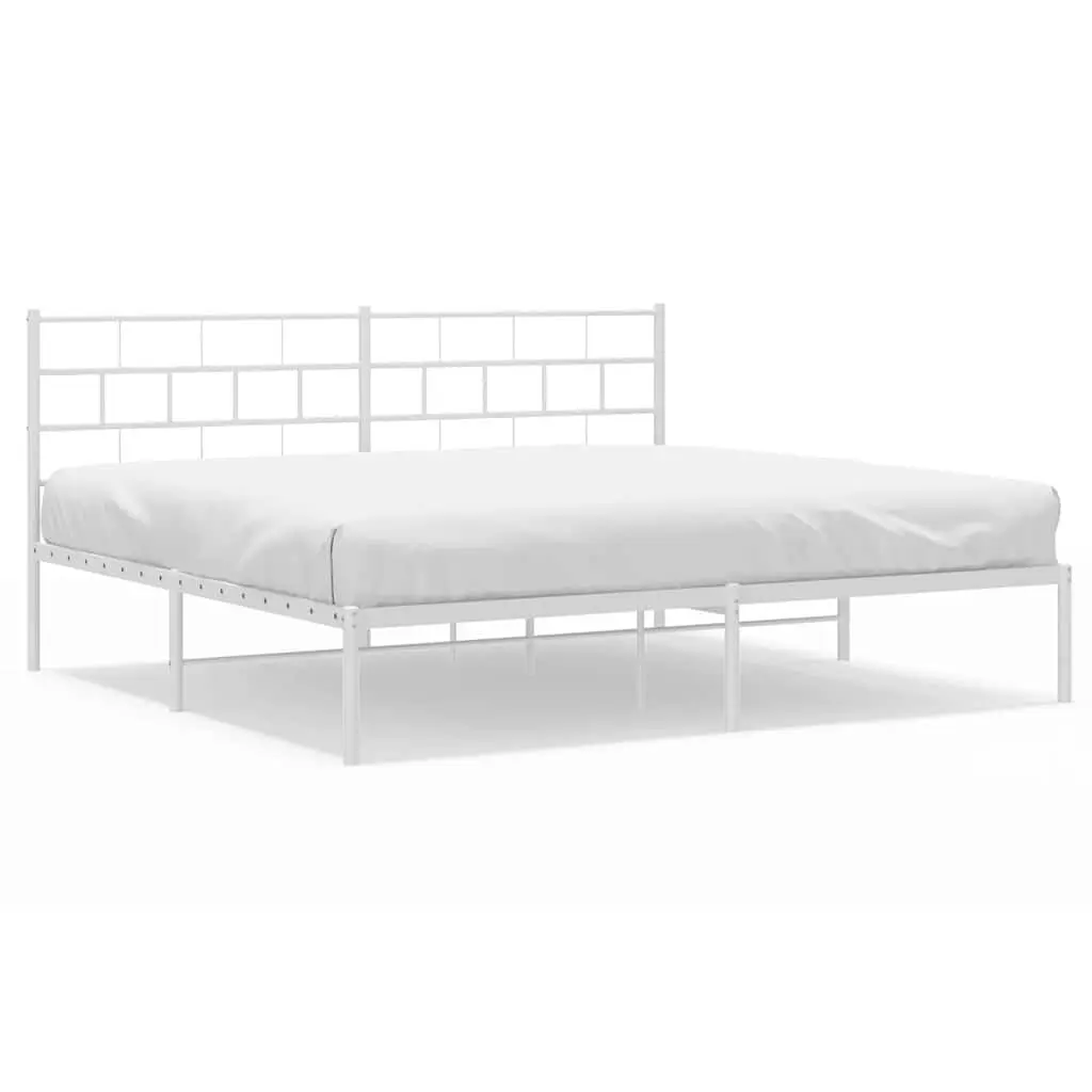 White Metal Bed Frame Headboard 72x83.9 Inches Queen Size No Mattress Included