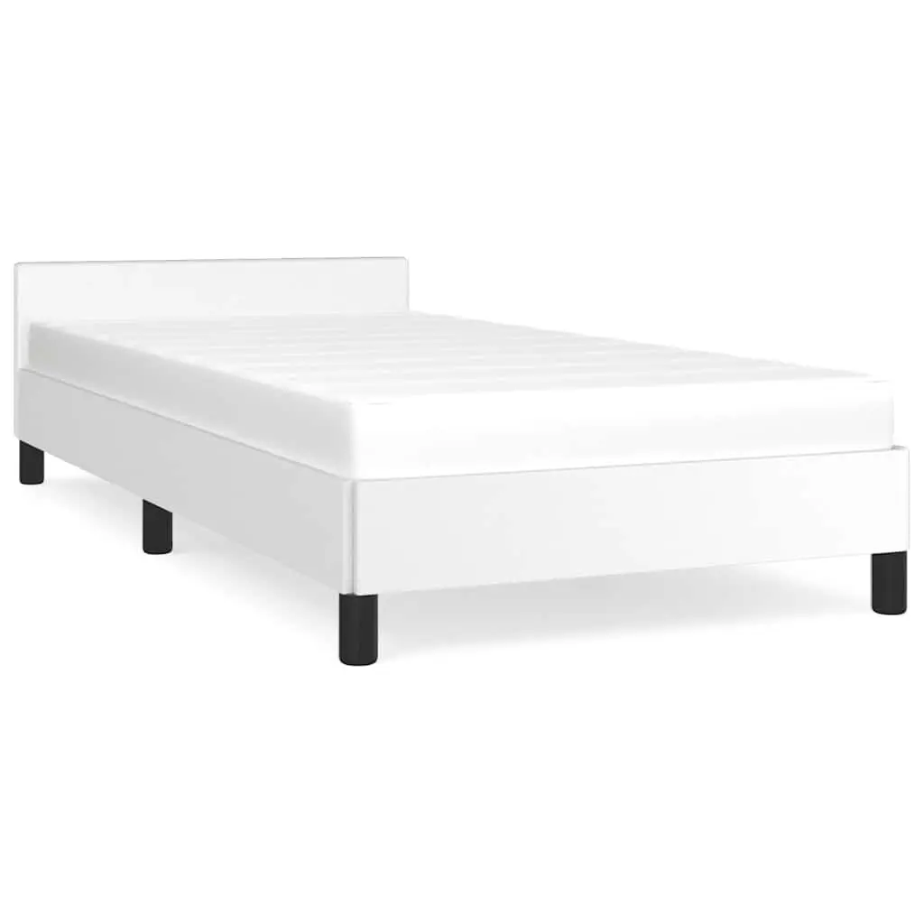White Twin XL Faux Leather Bed Frame without Mattress