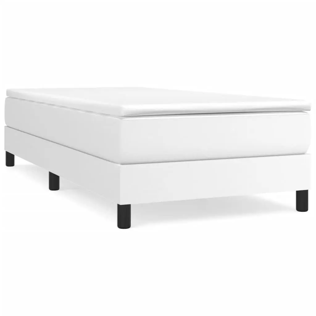 White Twin Faux Leather Bed Frame without Mattress US Only