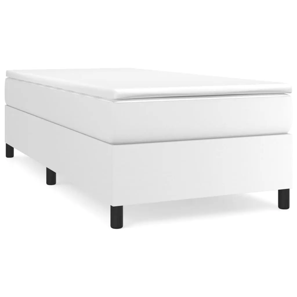 White Twin XL Faux Leather Bed Frame without Mattress US Only