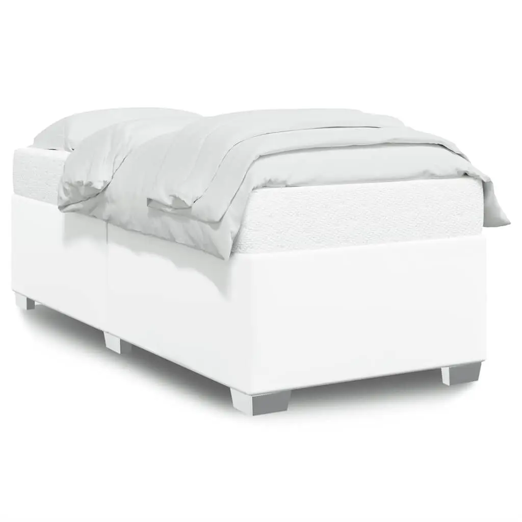 White Twin Size Faux Leather Bed Frame without Mattress