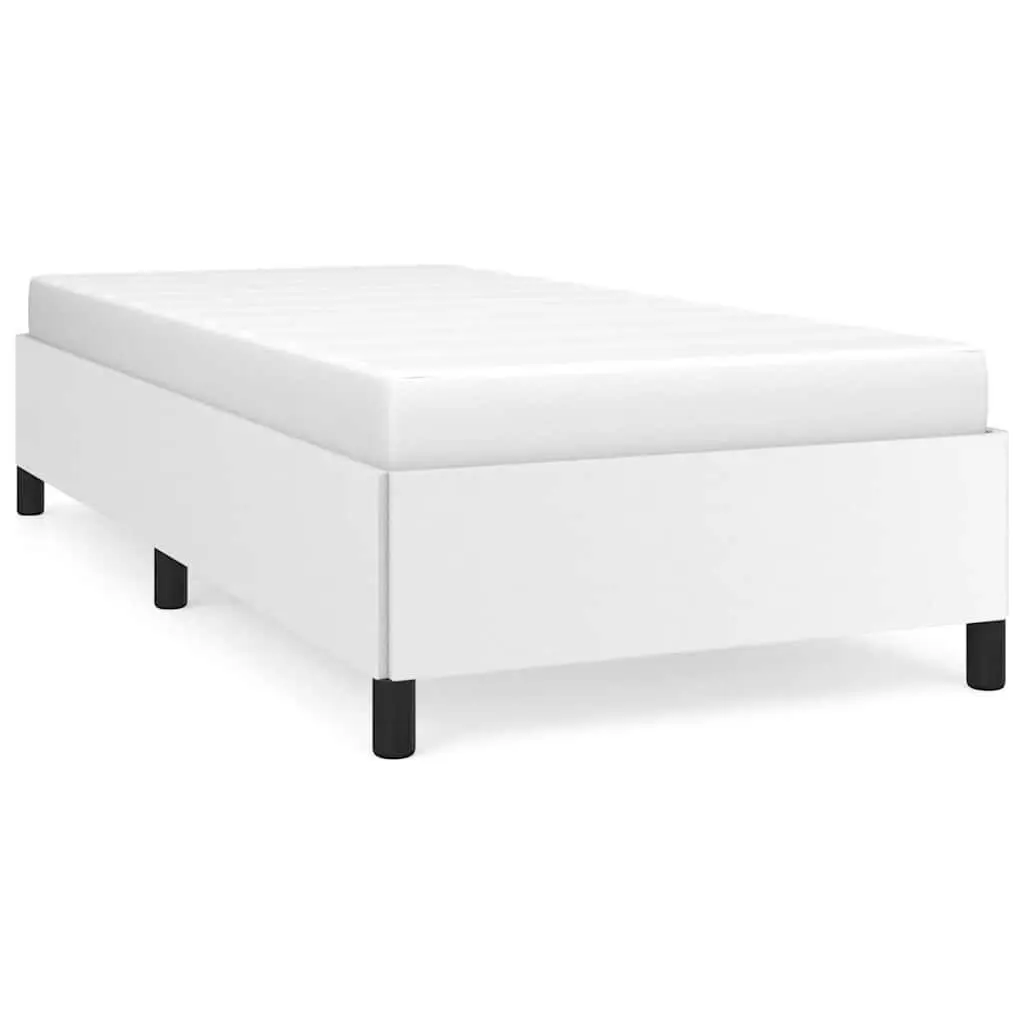 White Twin Size Faux Leather Bed Frame Without Mattress 39.4x74.8 Inches