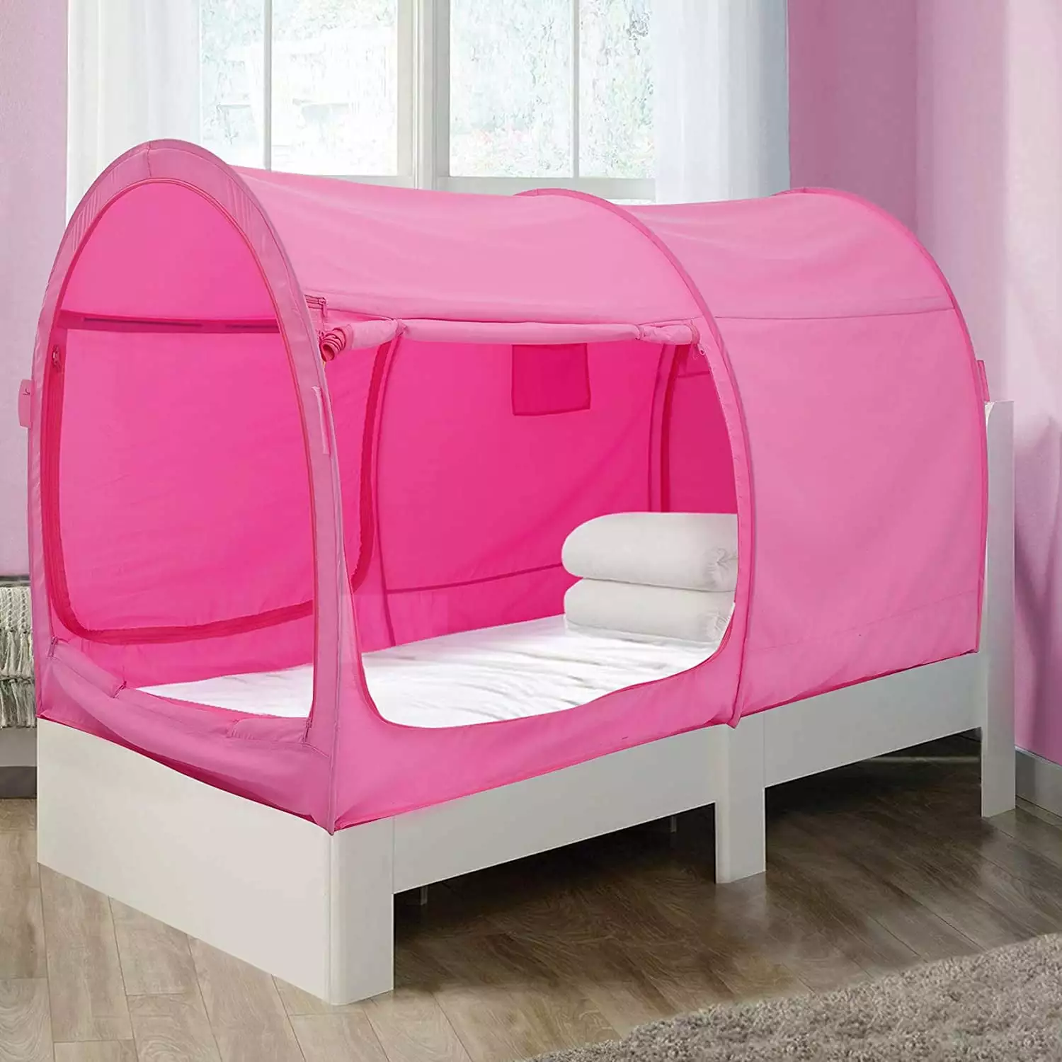 Alvantor Bed Tent Pop Up Canopy Full Size Pink Privacy and Comfort Bunk