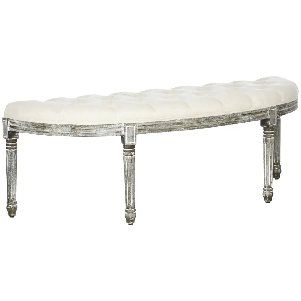 Semi Circle End Bed Bench Tufted Design Upholstered aosom business