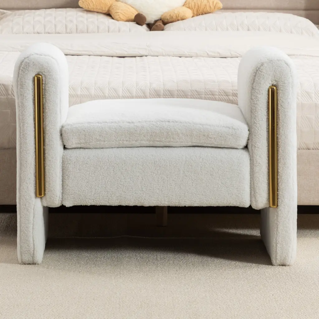 031 Teddy Fabric Single Bench Shoe Bench Makeup Bench Bedroom dg collection