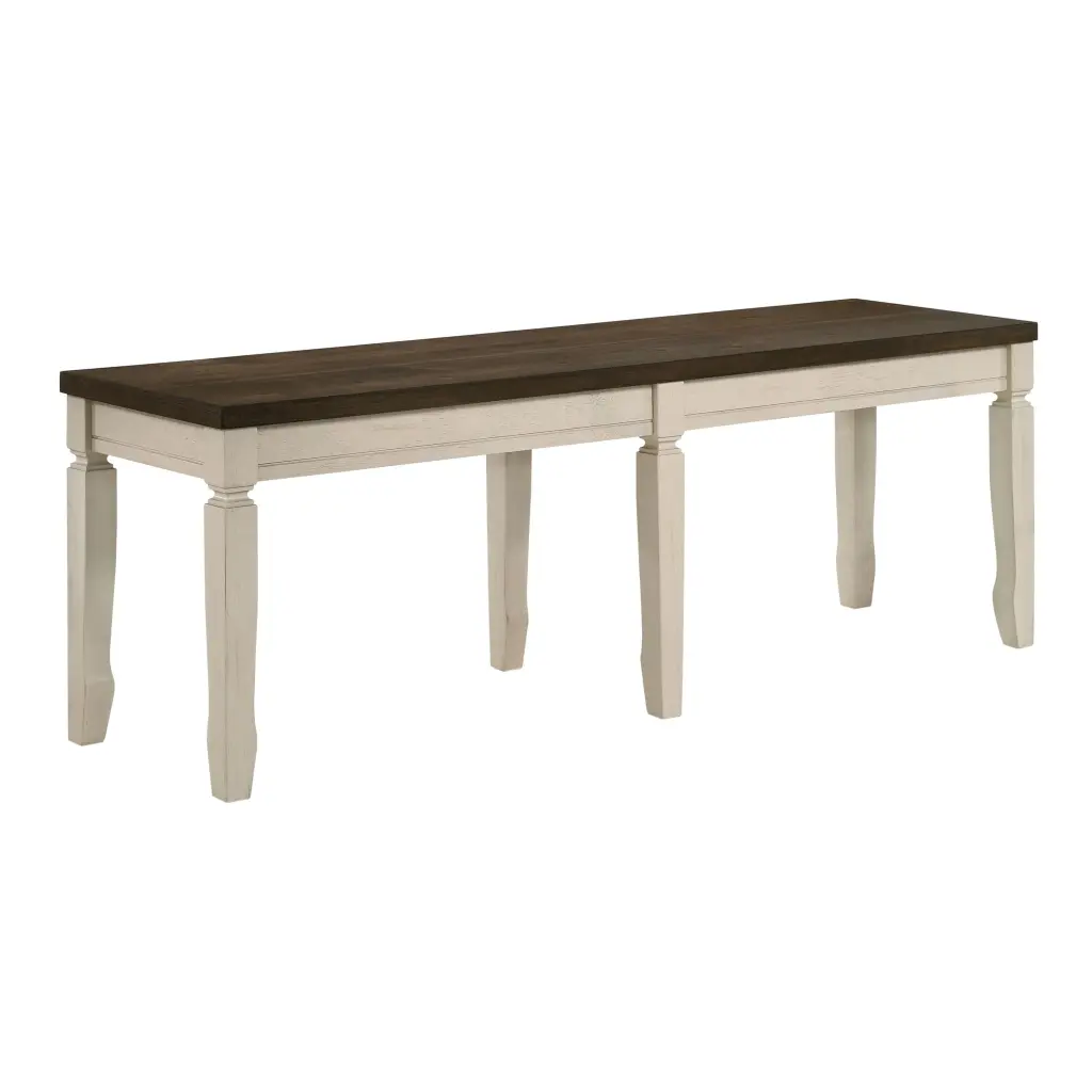 Weathered Oak and Cream Bench Tapered Legs Bedroom Traditional Style furniture max