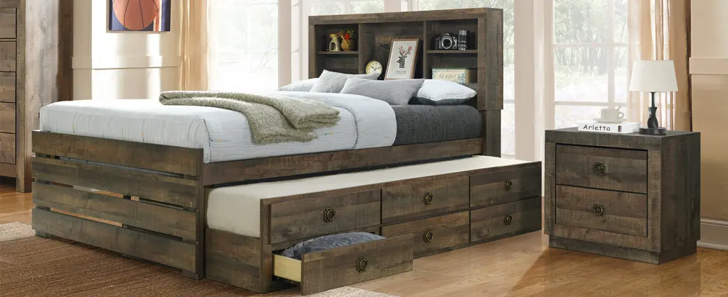 2 Pieces Bedroom Sets Farmhouse Style Full Dimensions Bookcase Captain Bed bed best