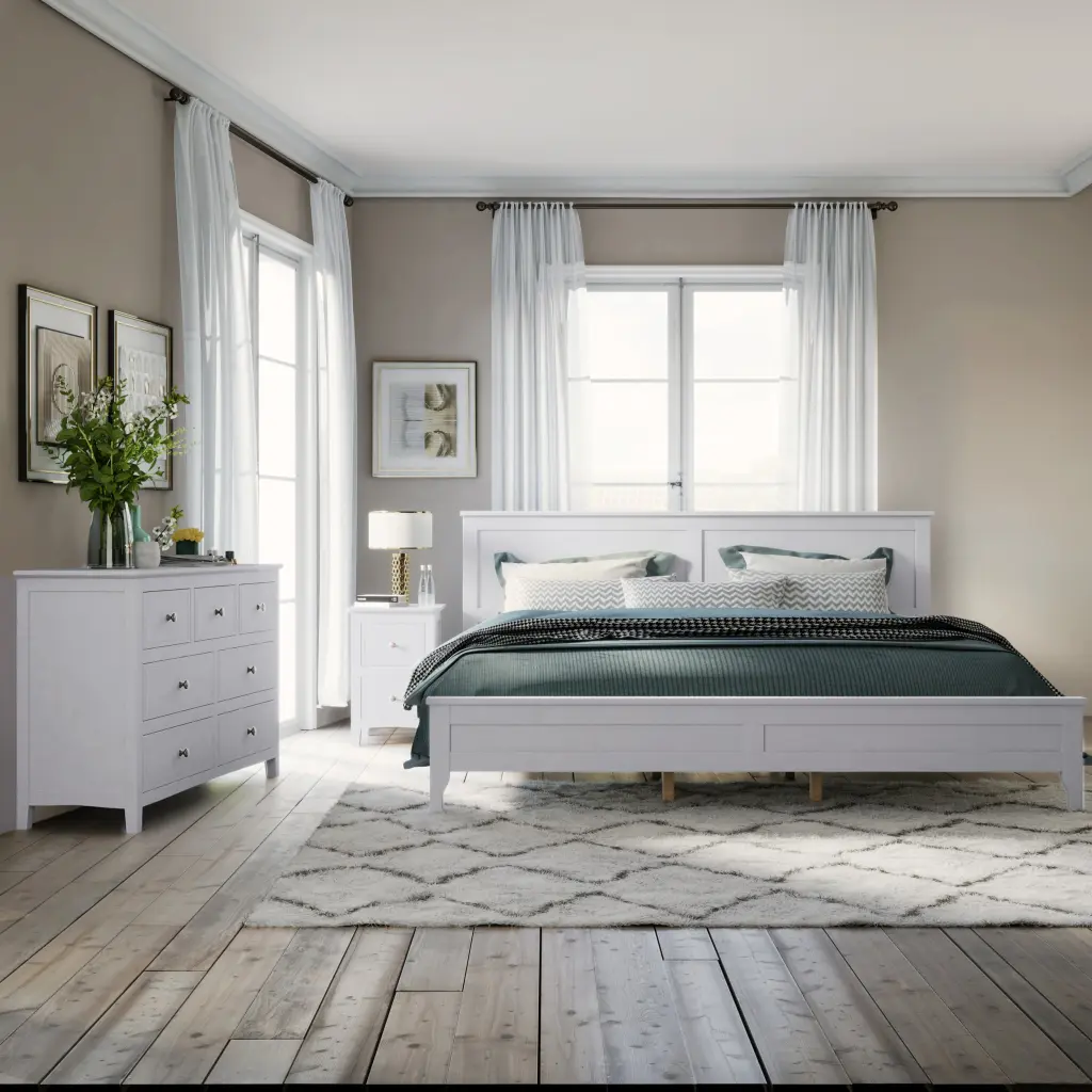 White Solid Timber 3 Piece King Bedroom Set Old SKU BS300026AAK bed best