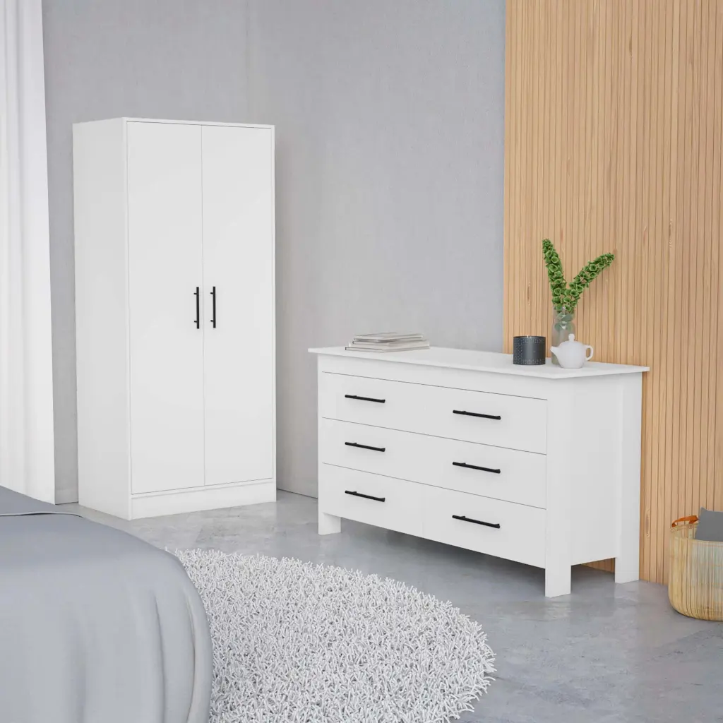 Canaan 2 Piece Bedroom Set - White Full Armoire and Gown - Timeless Design furniture max