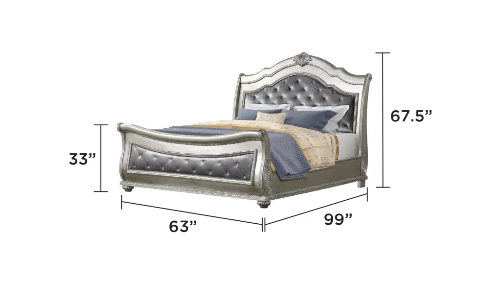 Destiny Traditional Style 5 Piece Queen Bedroom Set Upholstered Crystal Tufted Bed galaxy home furnishings
