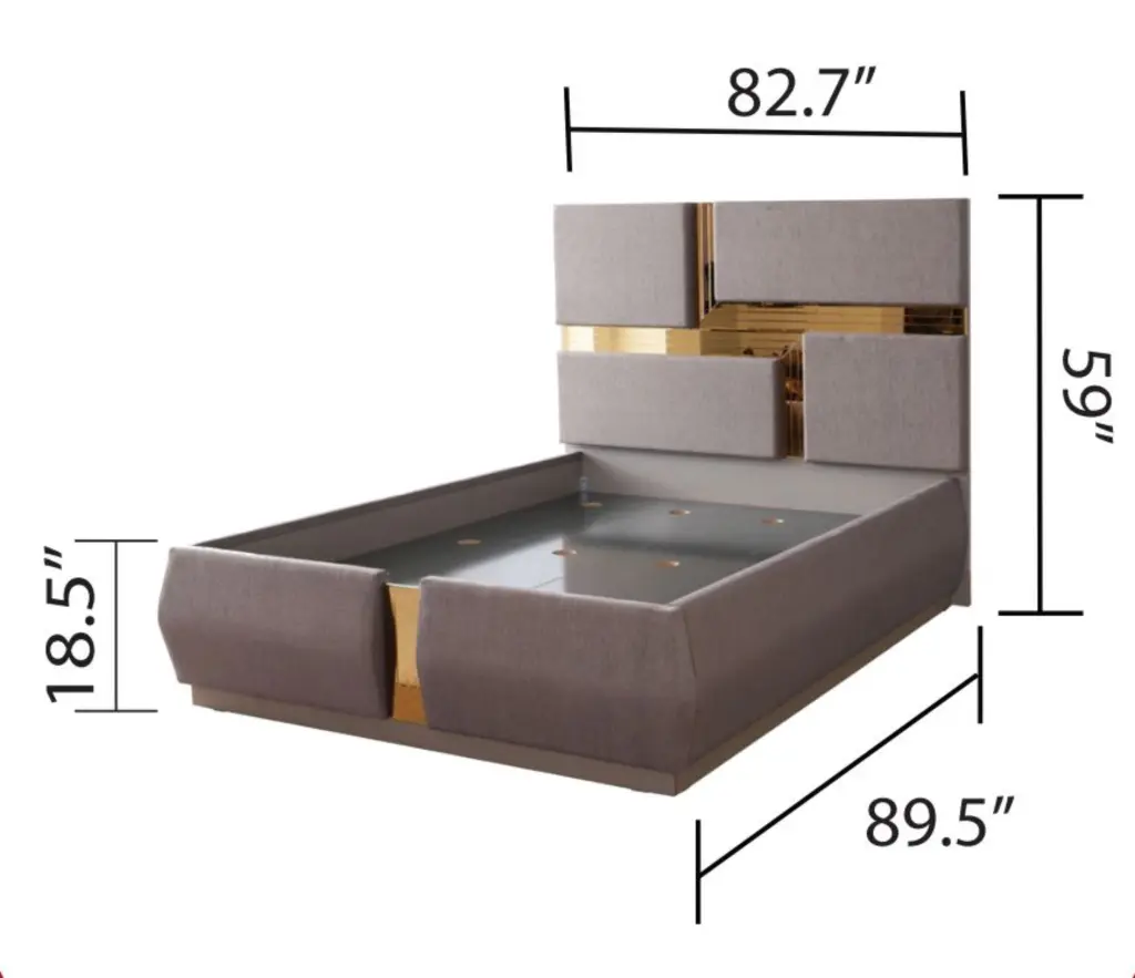 Lorenzo King 5 Piece Tufted Upholstery Bedroom Set Wood Gray Finish galaxy home furnishings