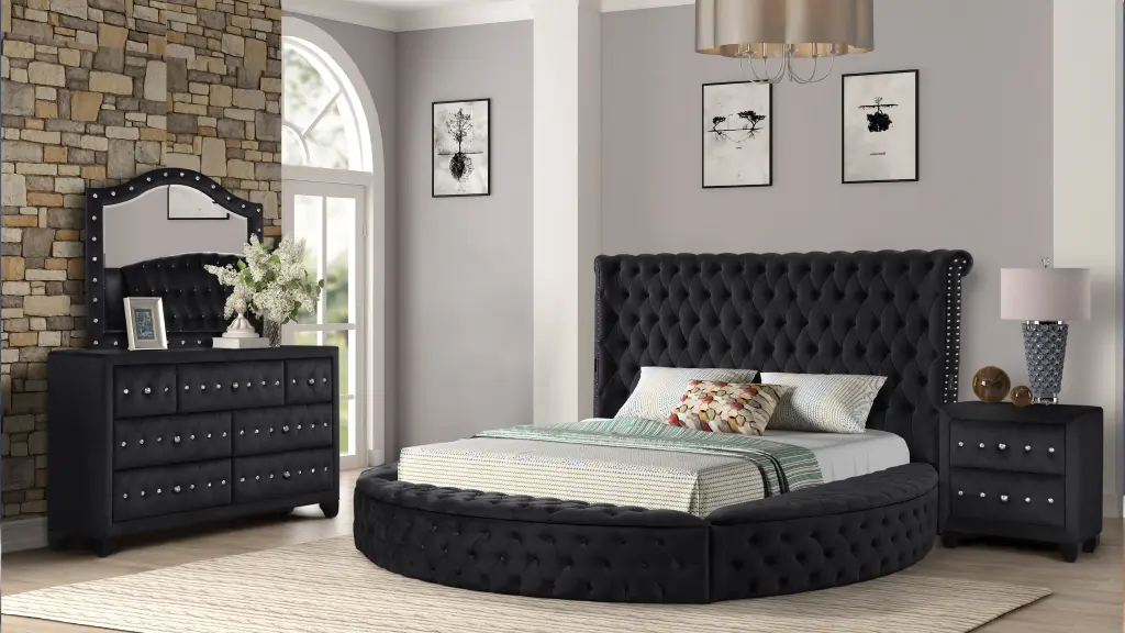 Queen 4 Pc Bedroom Set Made Timber Black Hue Box Spring Not Required galaxy home furnishings