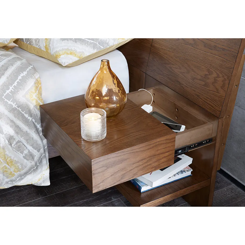 Bed 2 Nightstands Pecan Wood jla
