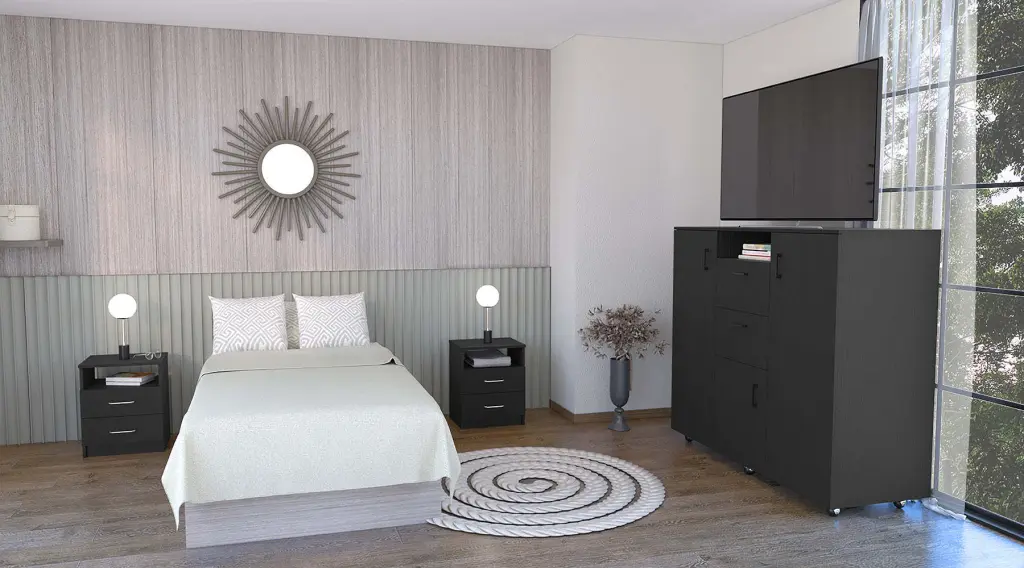 3 Piece Bedroom Set Milano Double Door Cabinet and Salento Nightstand rta mubles colombia