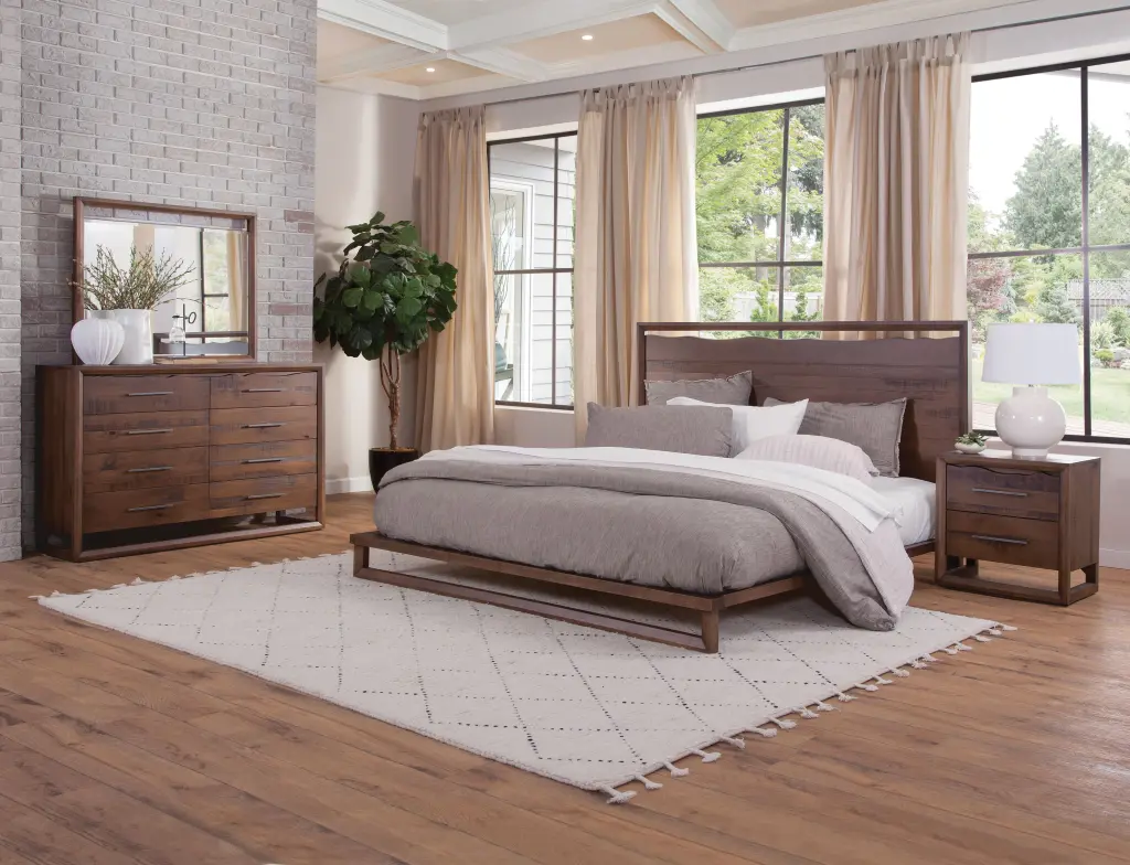 Lofton 4 Piece Queen Bedroom Set Brown Fabric steve silver furniture