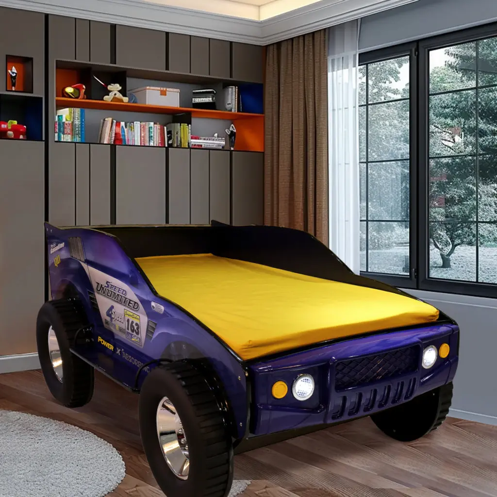 Unlimited Speed Jeep Bed Twin Blue MDF Kids Bed bumpkin-craft.