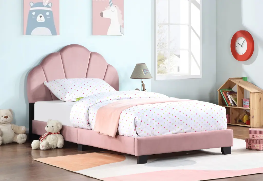 Upholstered Twin Dimensions Platform Bed Kids Wooden Frame and Slats fullbarn e-commerce