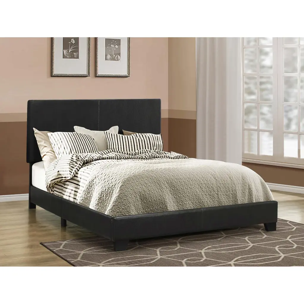 Black Upholstered Queen Panel Bed Box Spring Required furniture max