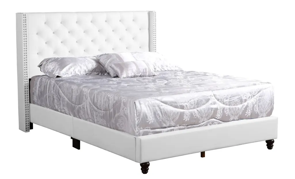 Julie G1918 King Upholstered Bed White Foam PU Elegant Design glory furniture
