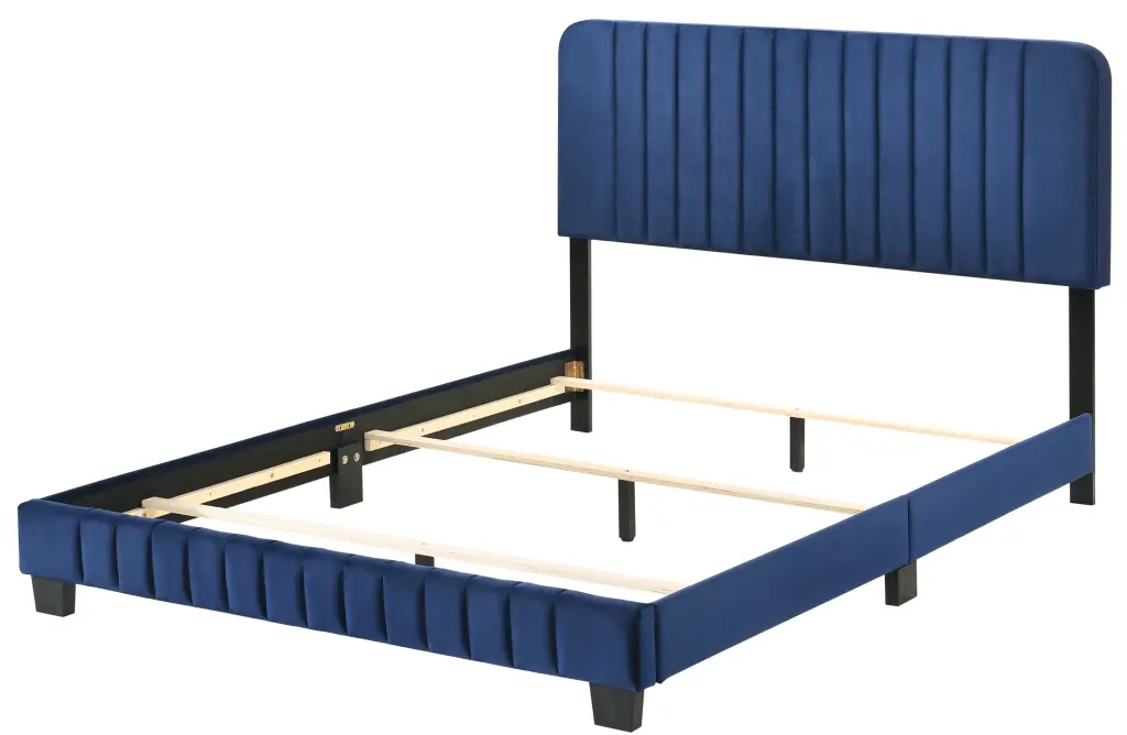 Lodi G0409 QB Up Queen Bed Navy Blue Foam Velvet Bedroom glory furniture