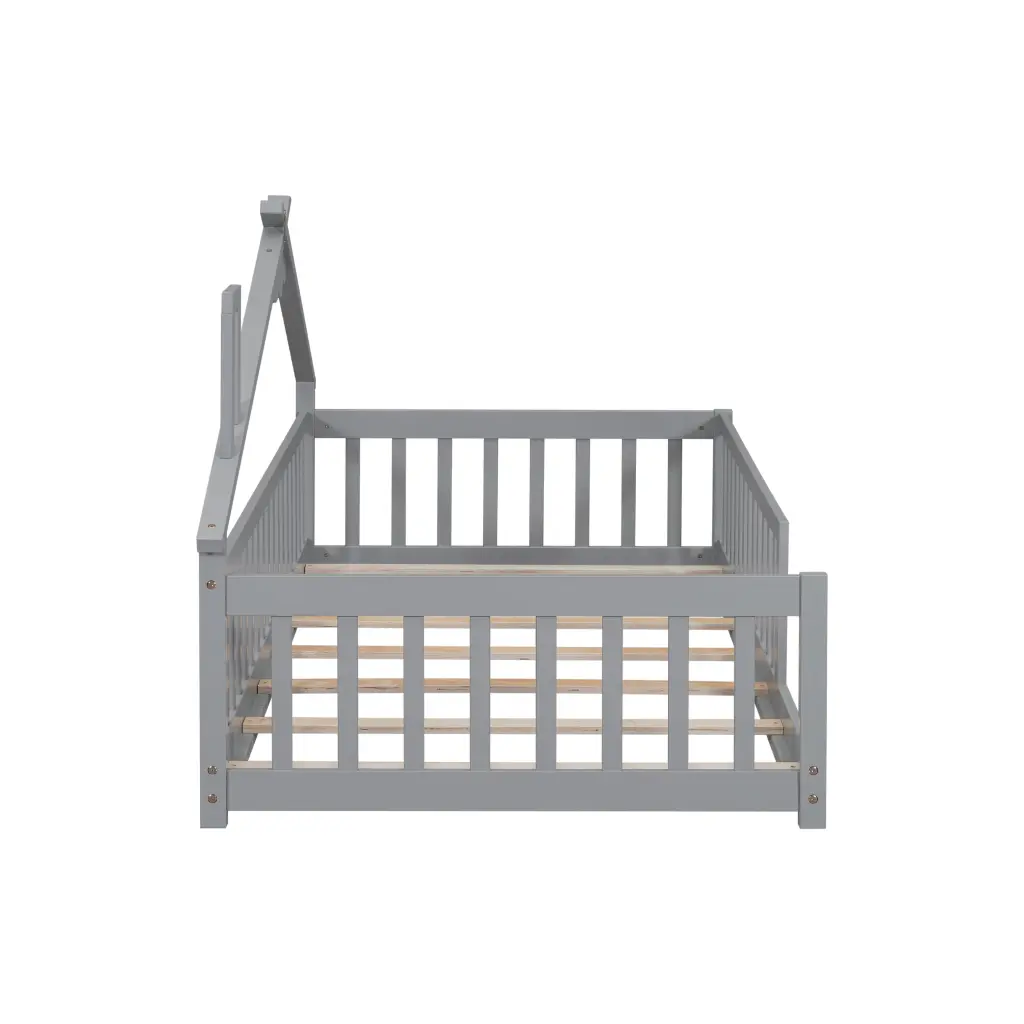 Twin Houtilize Influenced Bedside Floor Bed Guardrails and Slats inspirit
