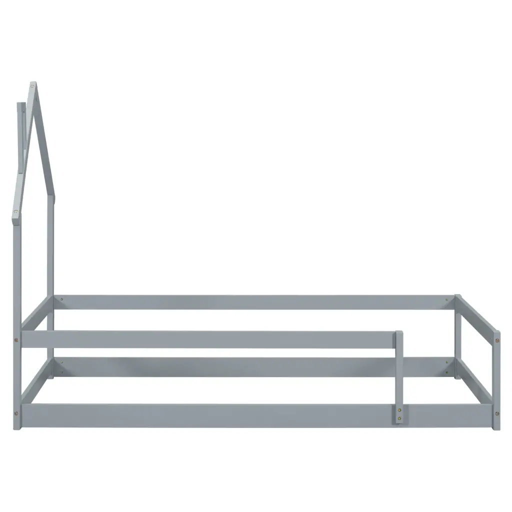 Twin Size Wood Floor Bed Headboard and Safety Frames Kids inspirit