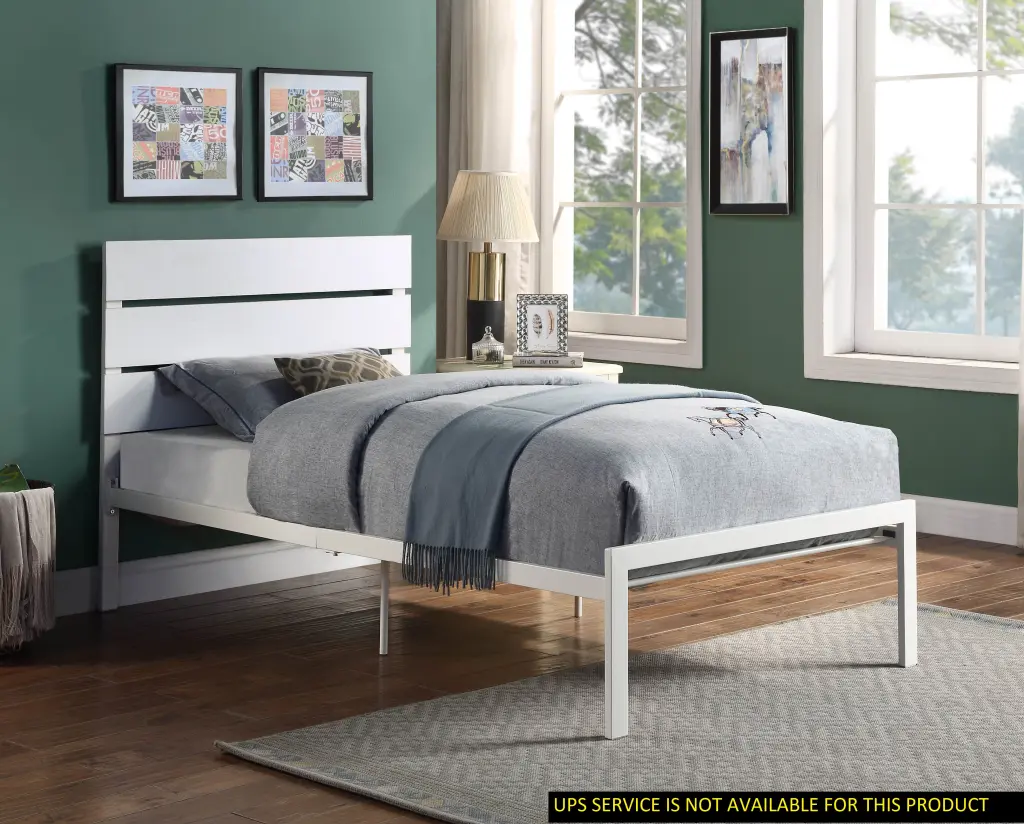 White Metallic Frame Twin Dimensions Bed Casual Style Bedroom Decor kanepe