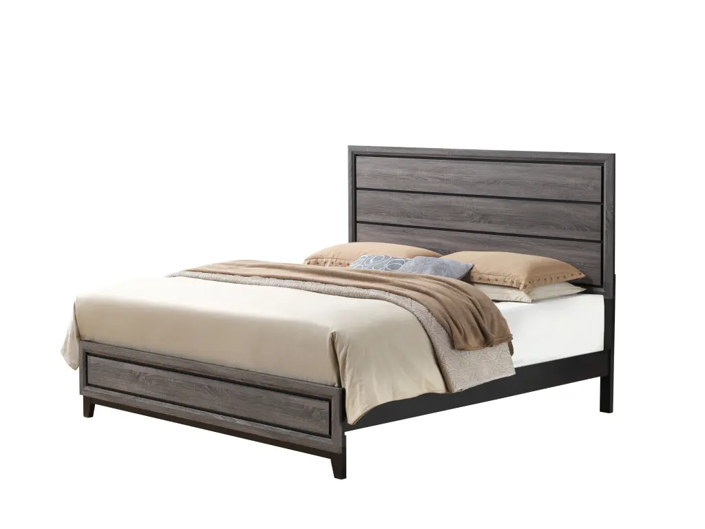 Mirage Grey Full Bed Black Gray Rubber Wood luxe modern furniture