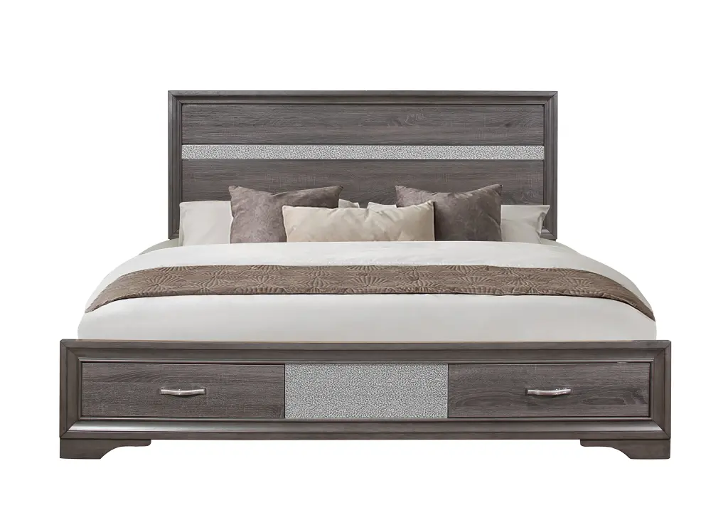 Ryder Sparkle Grey Full Bed Gray Solid Wood MDF luxe modern furniture