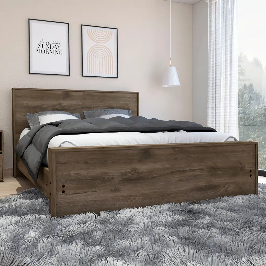 Galanto Full Size Platform Bed Base Headboard Dark Brown rta muebles colombia